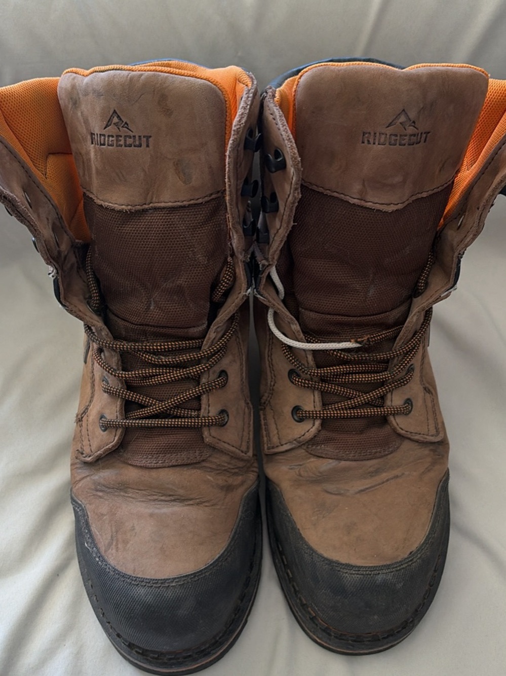 Ridgecut Men's Waterproof Steel-toe Work Boots with Orange Lining